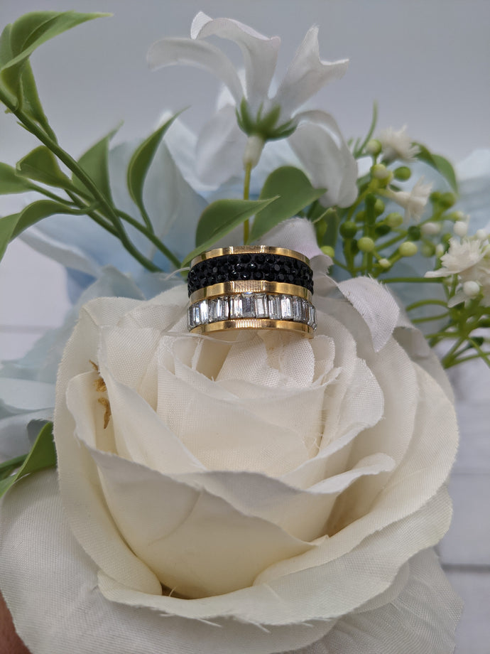 Black &  Clear Crystal Ring