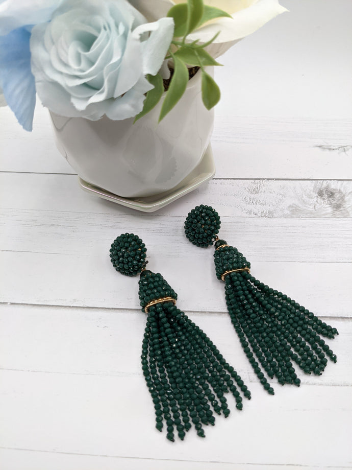 Green Tassel Earrings