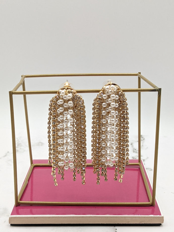 Crystal & Pearl Chandelier Earrings