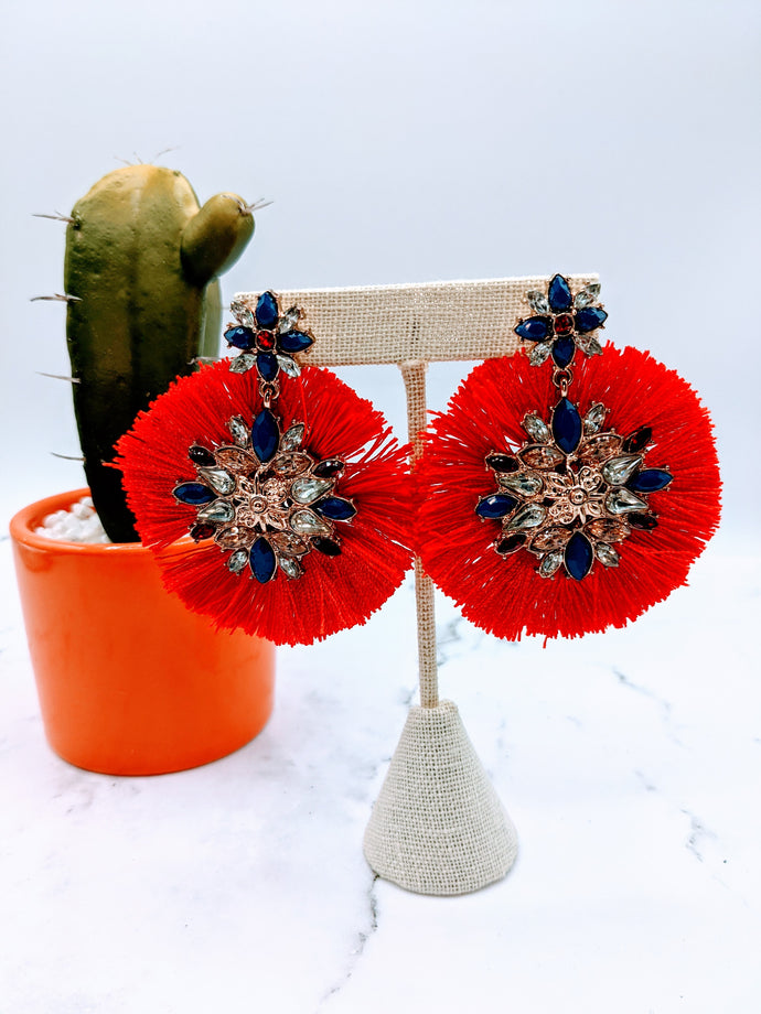 Red, White & Blue Wheel Earrings