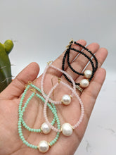 Load image into Gallery viewer, Crystal Teardrop Hoop w/ Pearl Earrings
