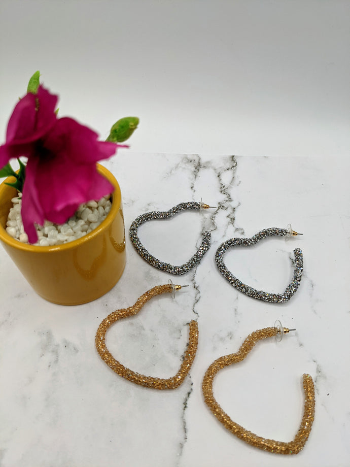 Crystal Heart Hoop Earrings
