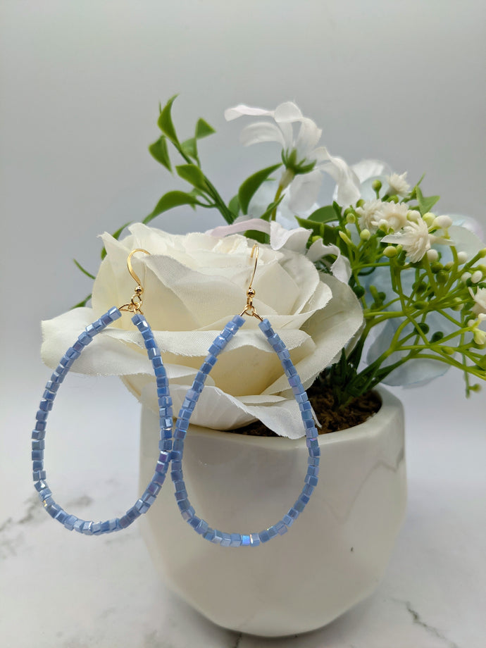 Periwinkle Crystal Teardrop Hoop Earrings