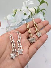Load image into Gallery viewer, Links w/Rhinestones Stars Earrings
