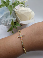 Load image into Gallery viewer, Multi Rhinestone Cross Bracelet
