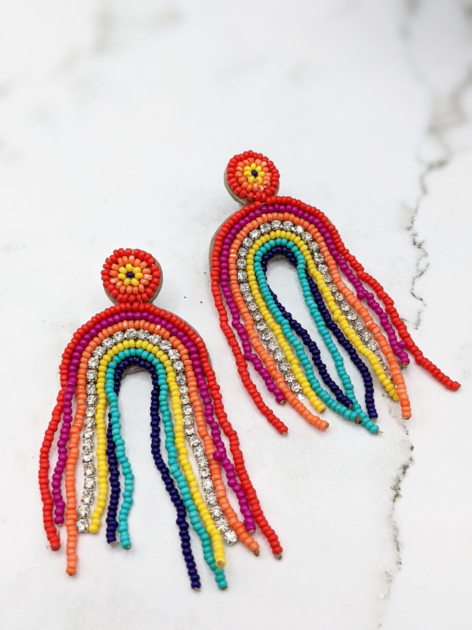 Beaded Rainbow Earrings