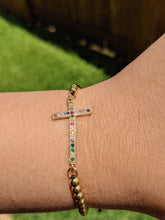Load image into Gallery viewer, Multi Rhinestone Cross Bracelet

