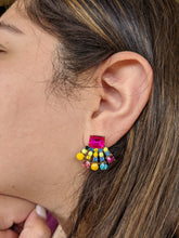 Load image into Gallery viewer, Fan Shaped Multi Crystal Earrings
