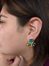 Load image into Gallery viewer, Fan Shaped Multi Crystal Earrings
