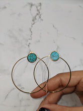 Load image into Gallery viewer, Turquoise Stud Hoop Earrings
